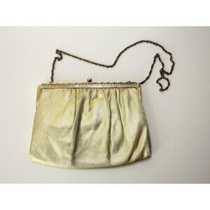 Vintage 50's MISS LEWIS Gold Lame Evening Clutch Purse Retro Accessory MCM #02